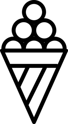 Cone With Circular Ice Cream Simple Line Art Svg, Free Vectors File